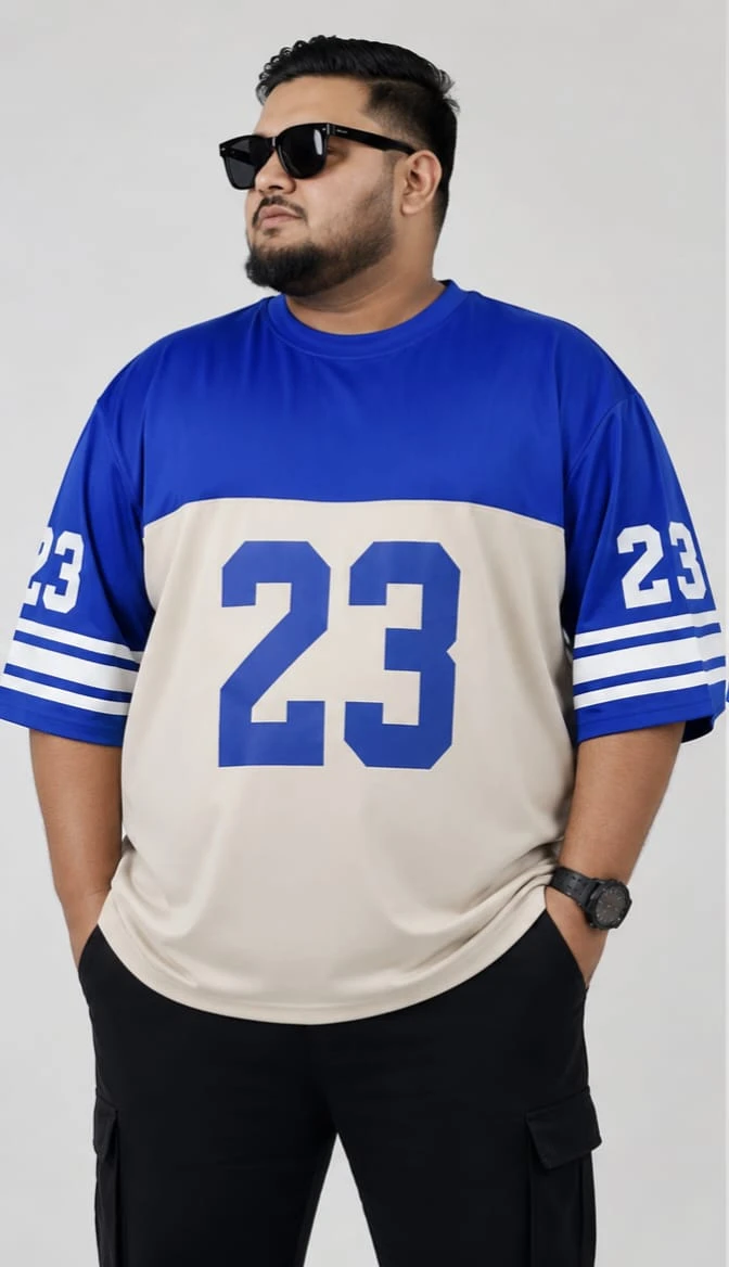 Oversize Premium Drop Shoulder T shirt  - Royal Blue/ BISKIT | Oversize bazar