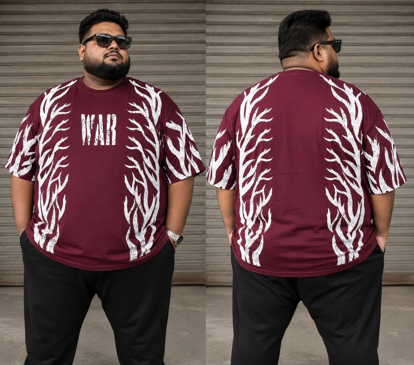 Oversize Premium Drop Shoulder T shirt  - Meroon | Oversize bazar