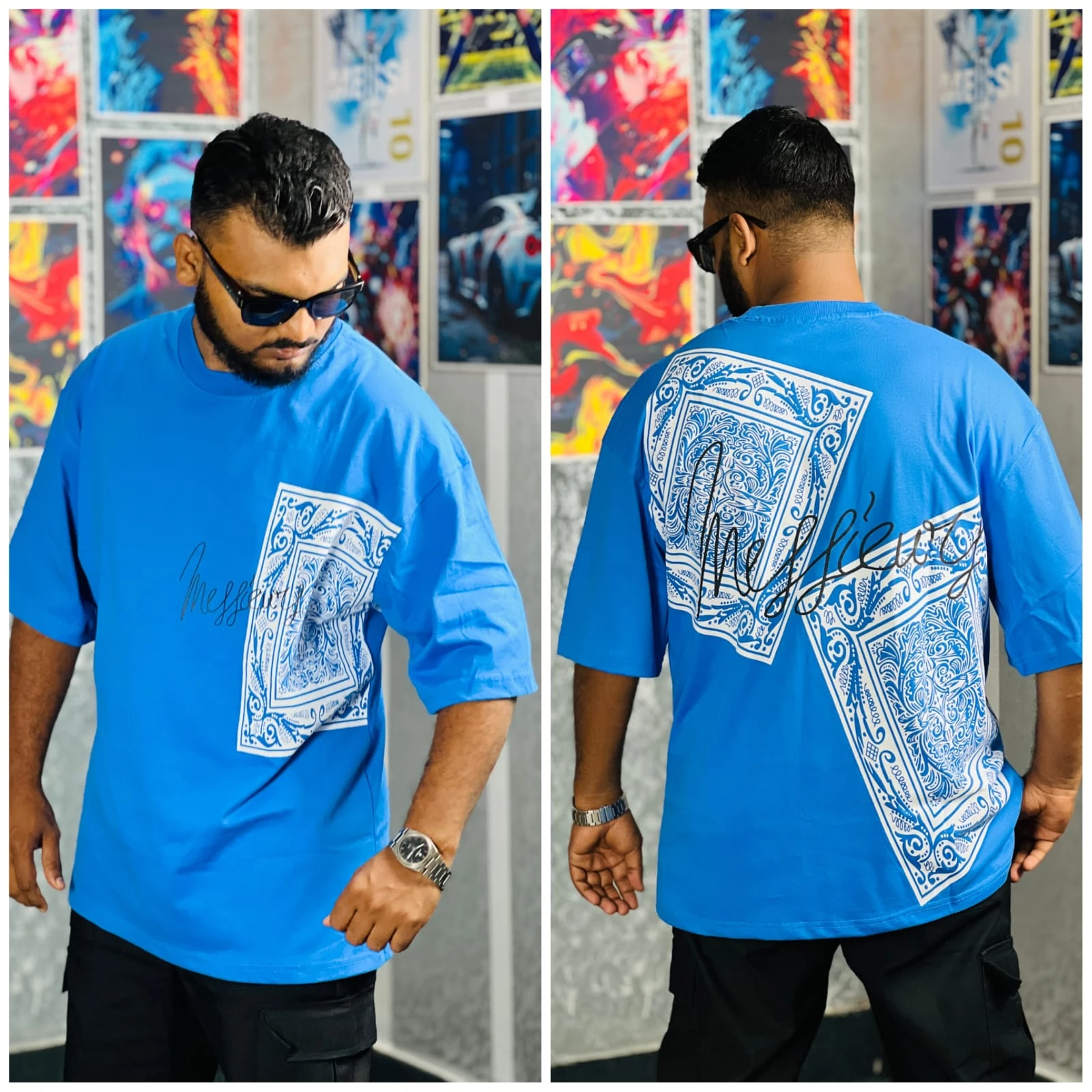 Oversize Premium Drop Shoulder T shirt  - Royel Blue | Oversize bazar