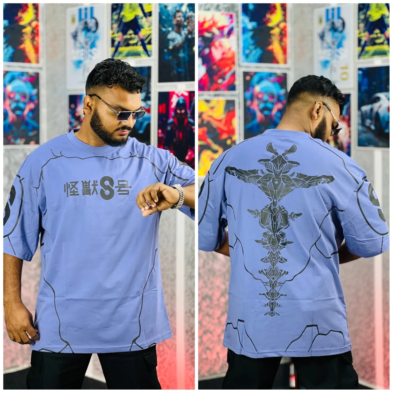 Oversize Premium Drop Shoulder T shirt  - purple | Oversize bazar