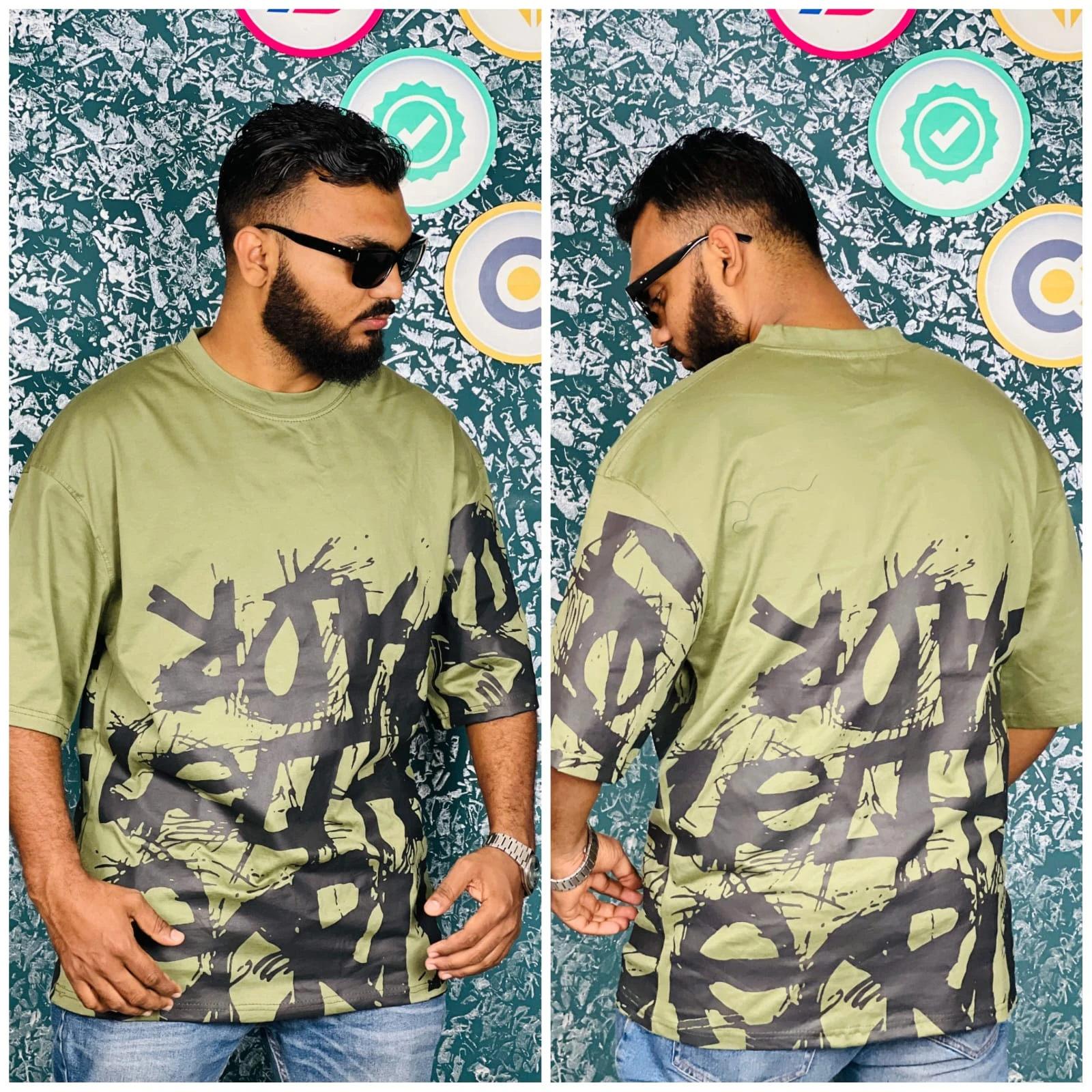 Oversize Premium Drop Shoulder T shirt  - Olive | Oversize bazar