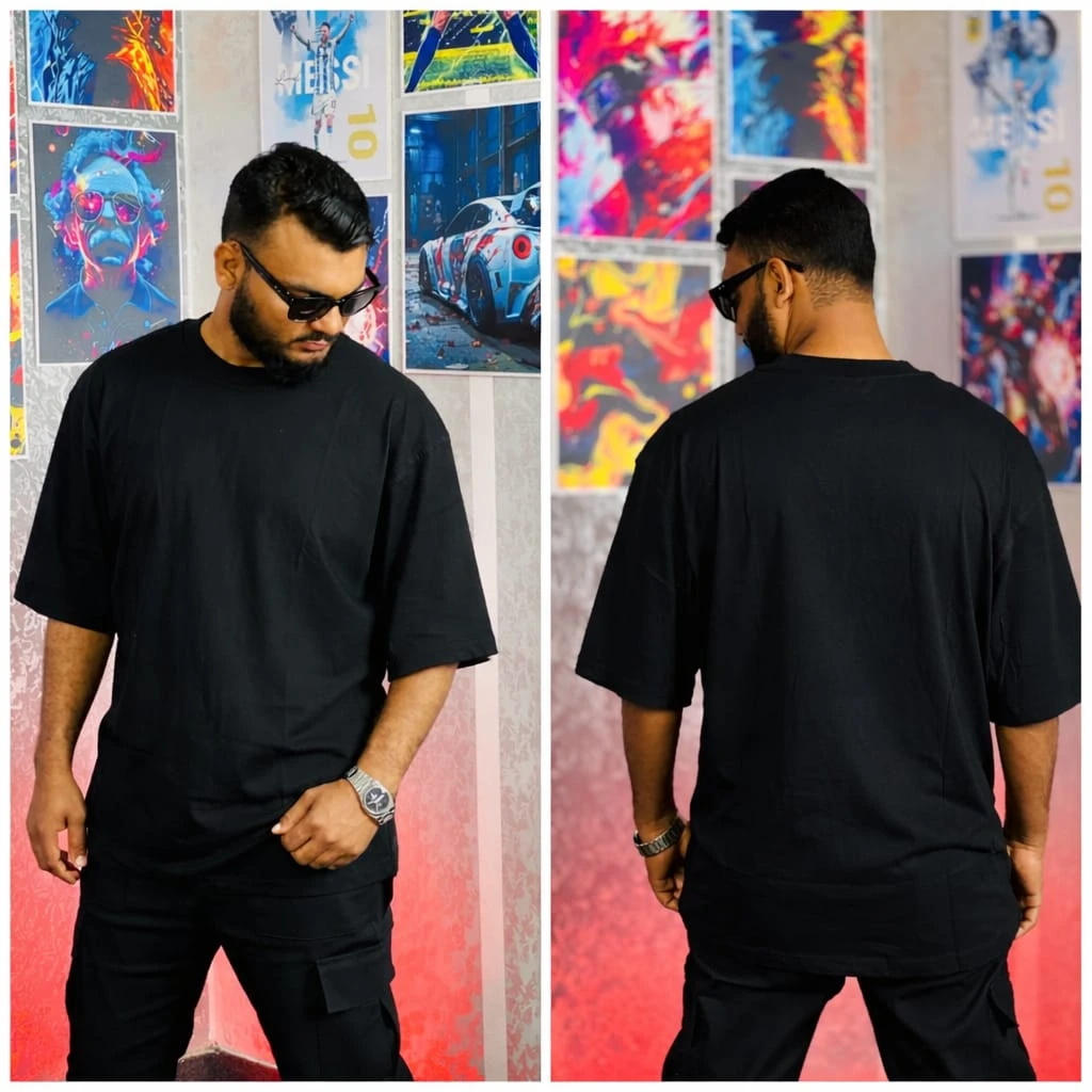 Oversize Premium Drop Shoulder T shirt  - black | Oversize bazar