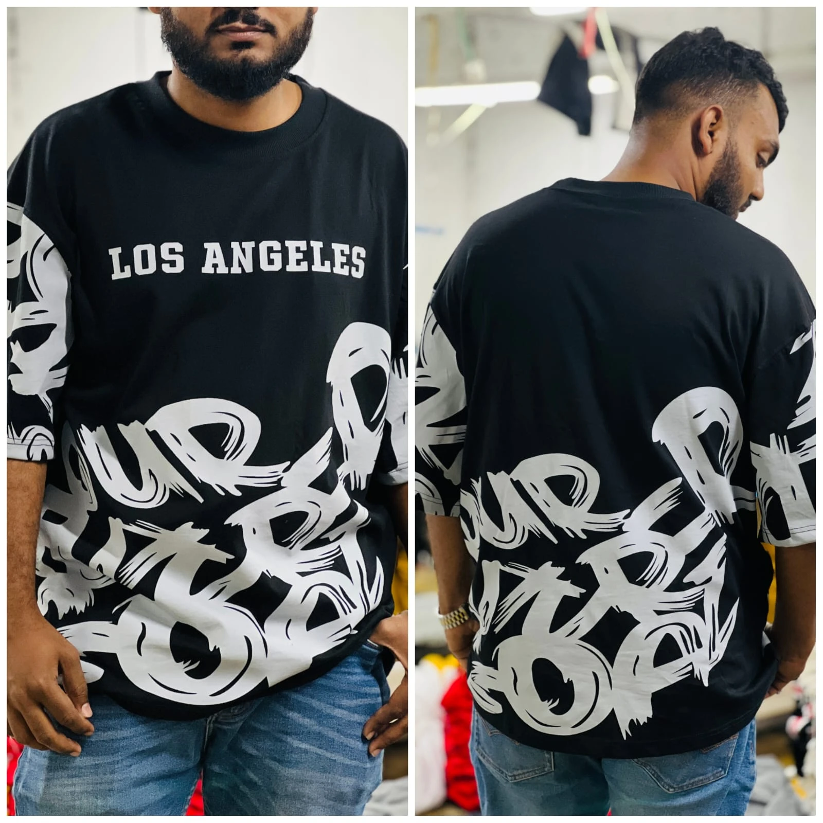 Oversize Premium Drop Shoulder T shirt  - Black | Oversize bazar