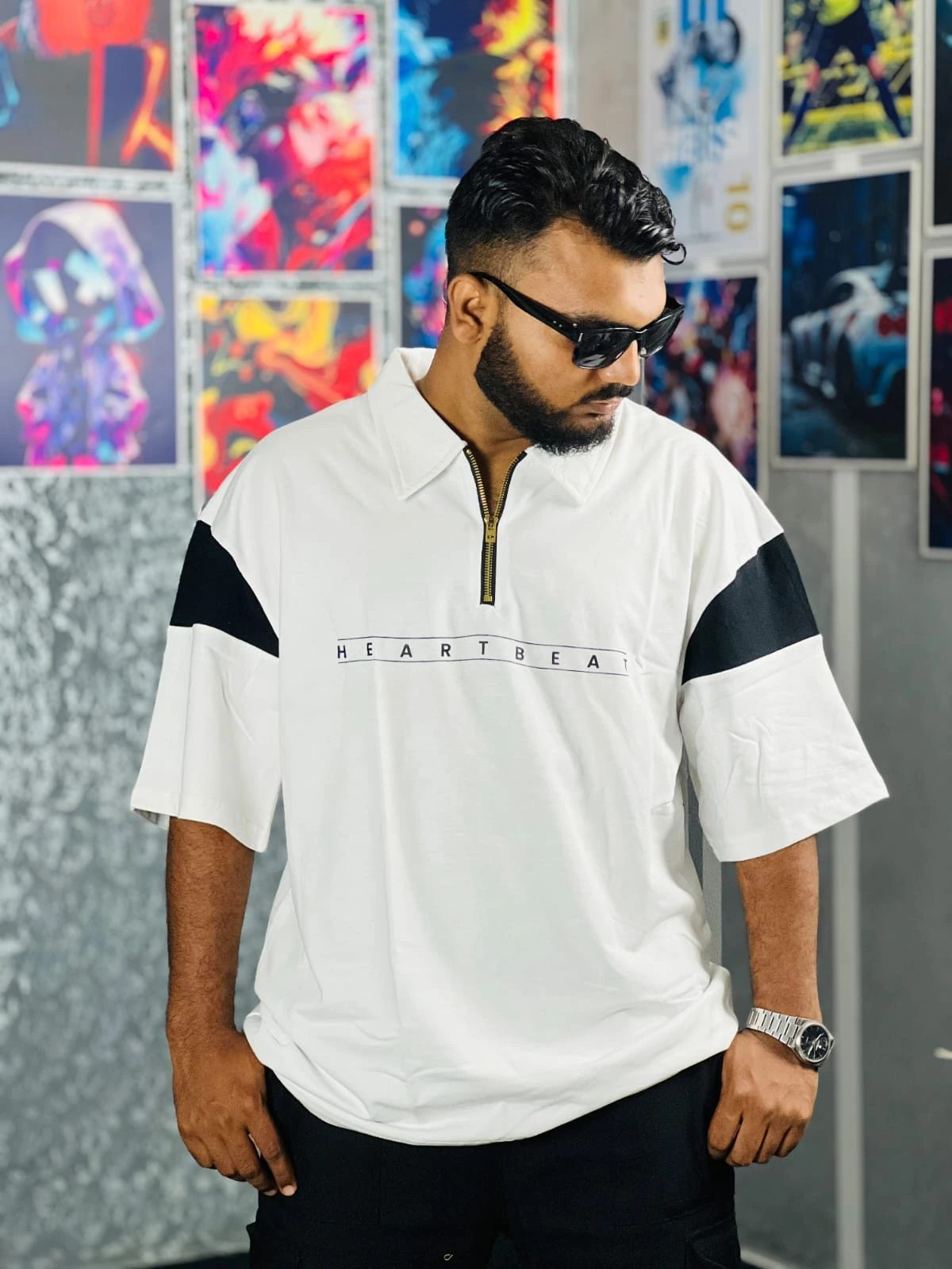 Oversize Drop Shoulder  Polo Shirt   -WHITE| OversizeBazar