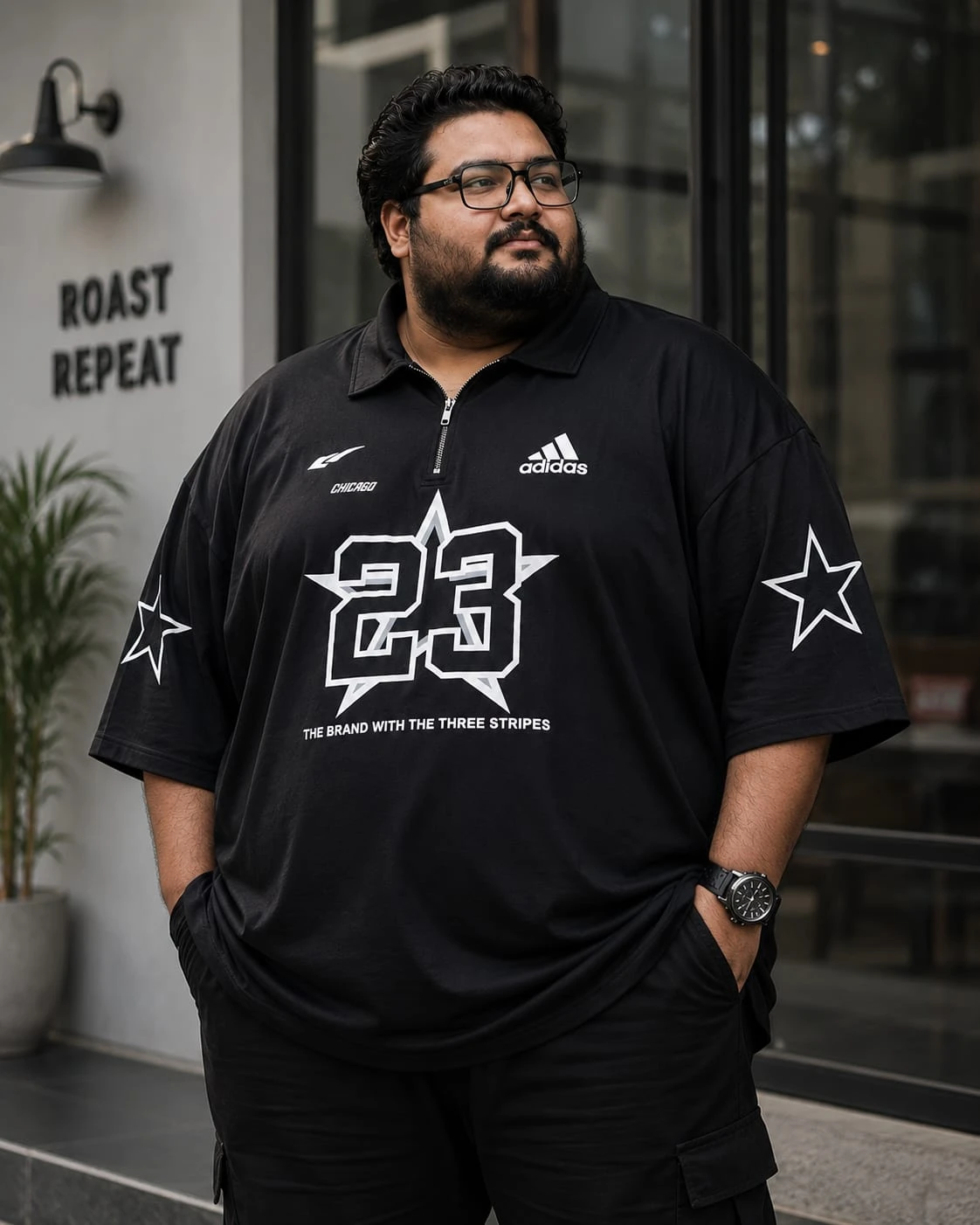 Oversize Drop Shoulder Polo Shirt -Black| OversizeBazar