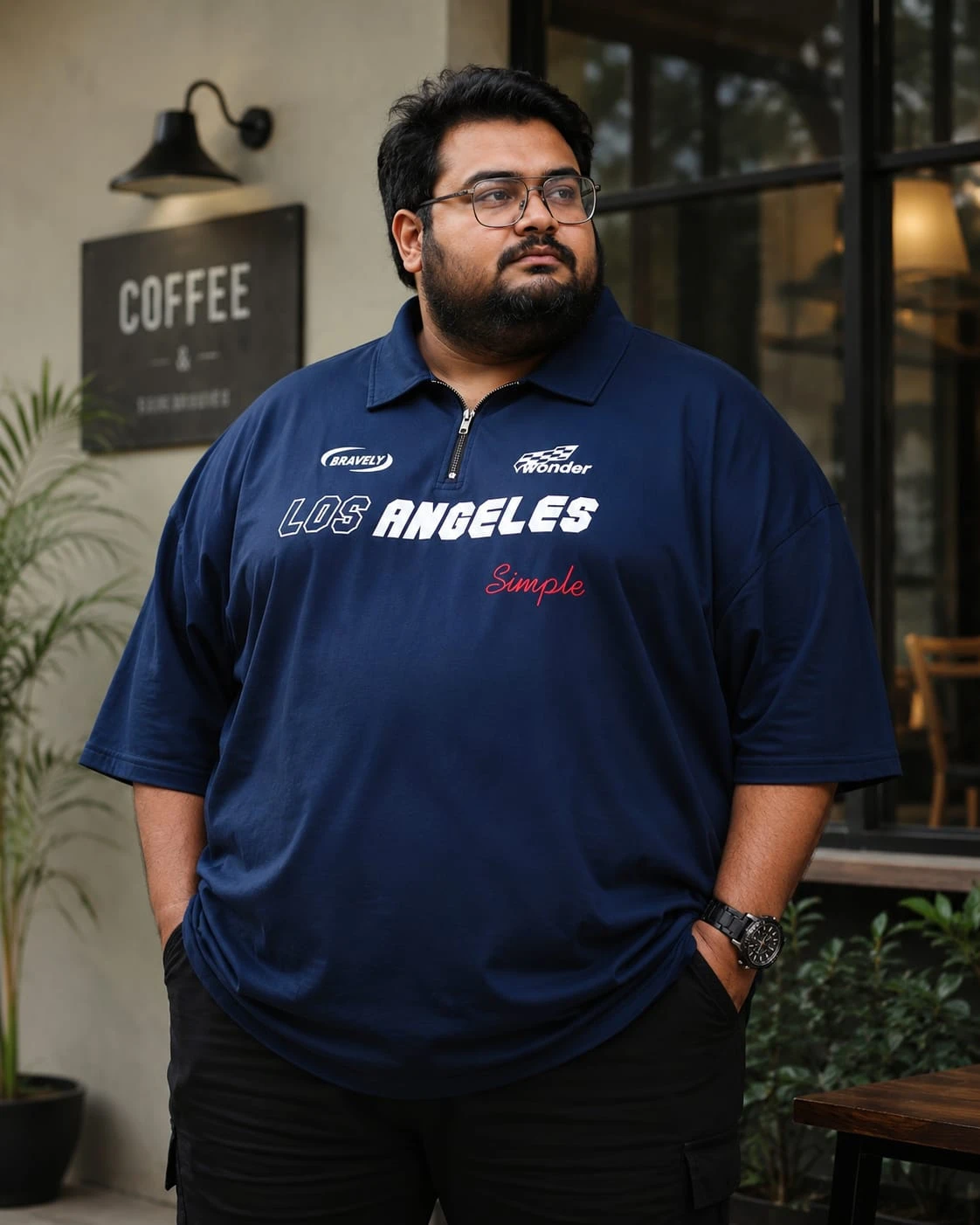 Oversize Drop Shoulder Polo Shirt -Royel Blue | OversizeBazar