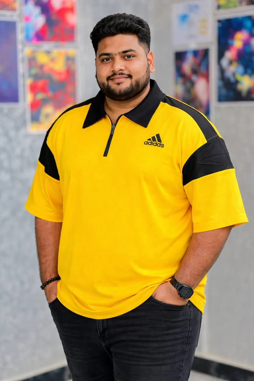 Oversize Drop Shoulder Polo Shirt -Yellow| OversizeBazar