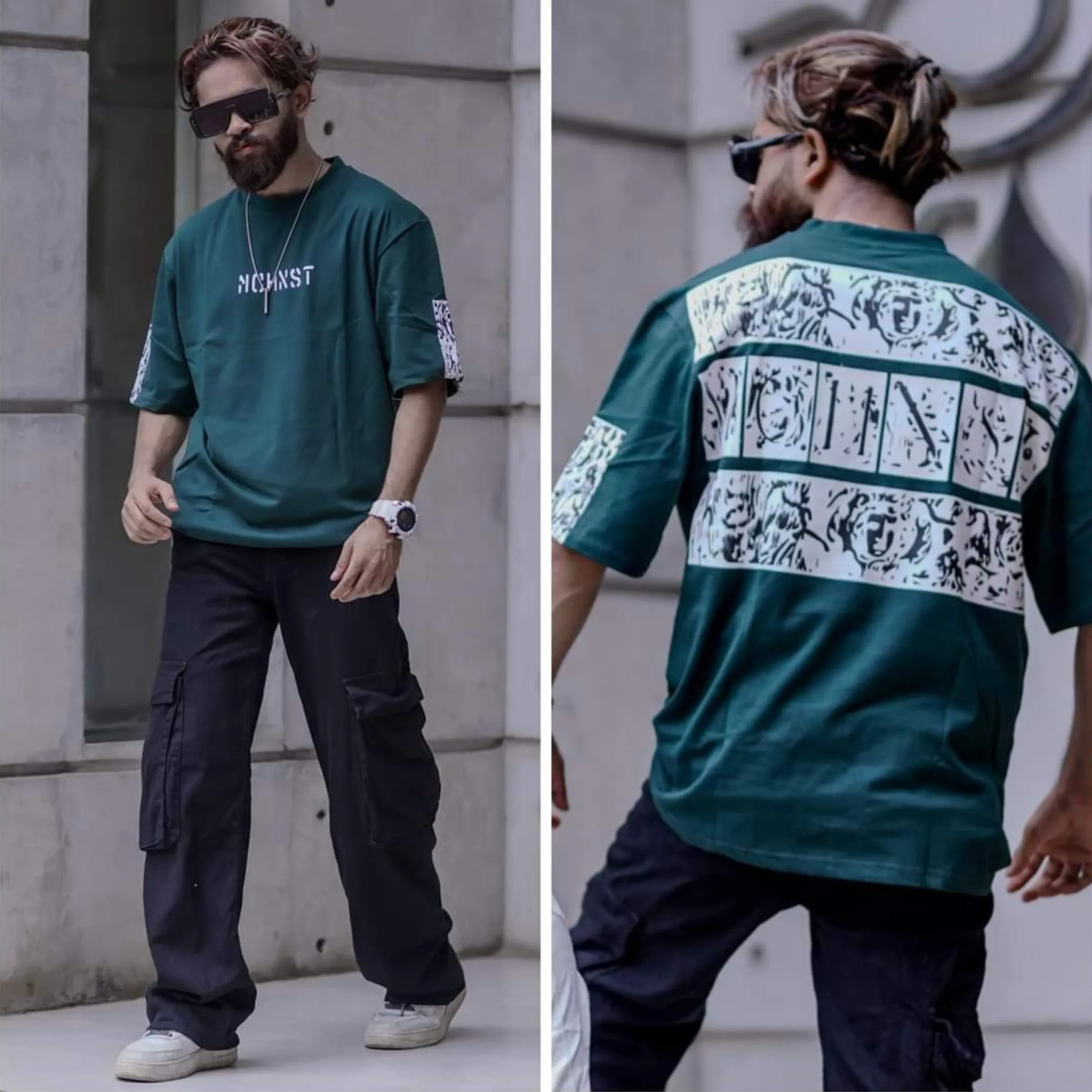 Oversize T-shirt Men’s Dropped Shoulder Short Sleeve Fitness-Dip Green| OversizeBazar
