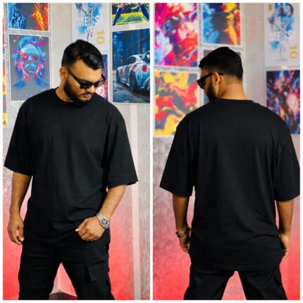 Oversize T-shirt Men's Dropped Shoulder Short Sleeve Fitness-BLACK| OversizeBazar