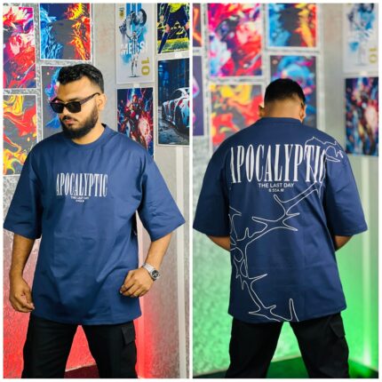 Oversize T-shirt Men Dropped Shoulder -Navy Blue| OversizeBazar