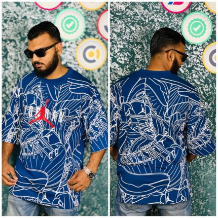 Oversize T-shirt Men Dropped Shoulder Royal blue | OversizeBazar