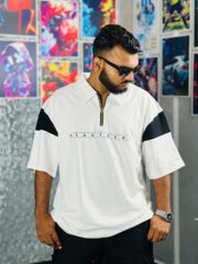 Oversize Polo Shirt  Dropped Shoulder -WHITE| OversizeBazar - Image 4