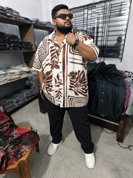 Oversize Premium Shirt-Off White/Coffee| Oversize bazar