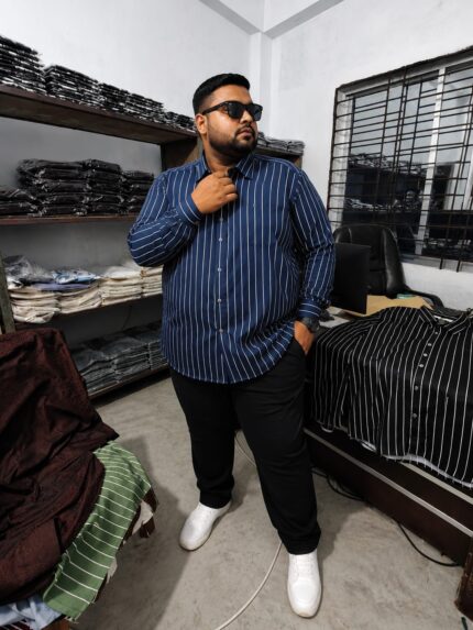 Oversize Premium Shirt-Navy Stripe | Oversize bazar