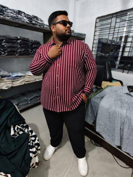 Oversize Premium Shirt-Meroon Stripe | Oversize bazar